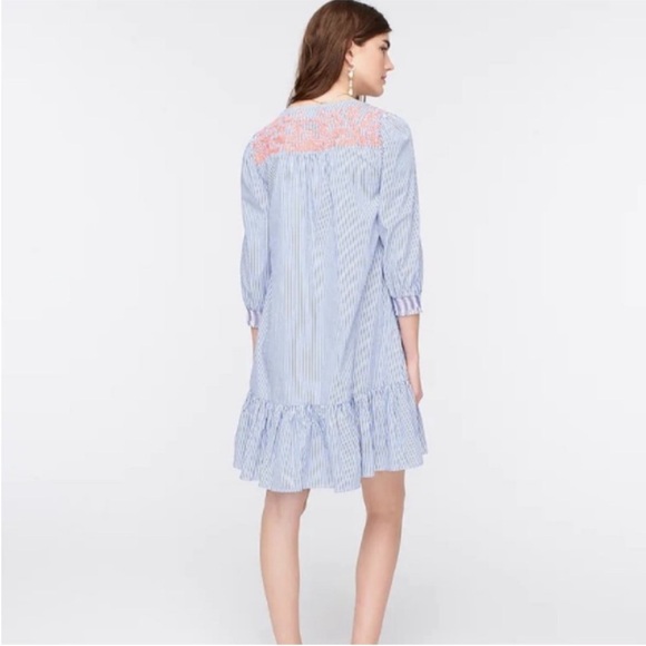 *NWT* J. Crew Embroidered Popover Dress With Ruffle Hem & Pockets - Picture 4 of 16